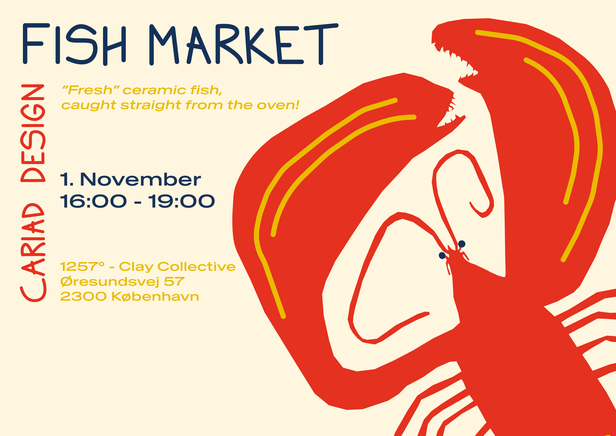 Poster for a ceramic market with the theme of fish