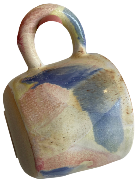ceramic mug i light tones with watercolor effect