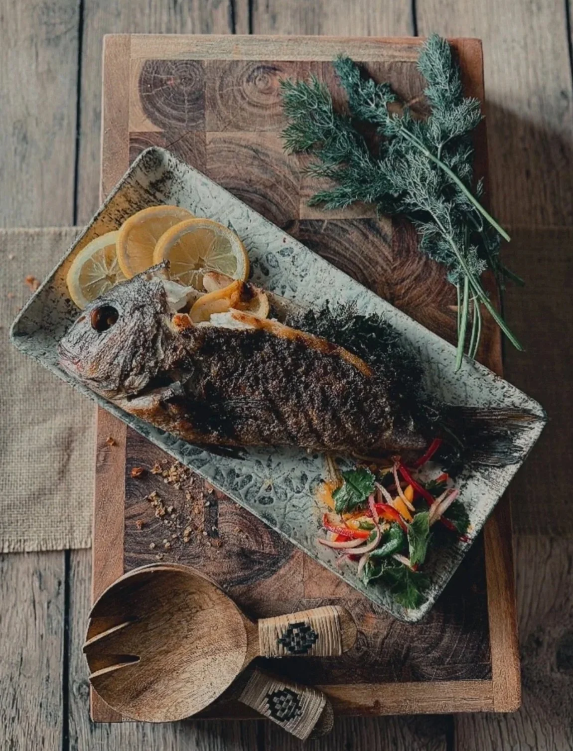 Whole Seabass with Mango Salsa