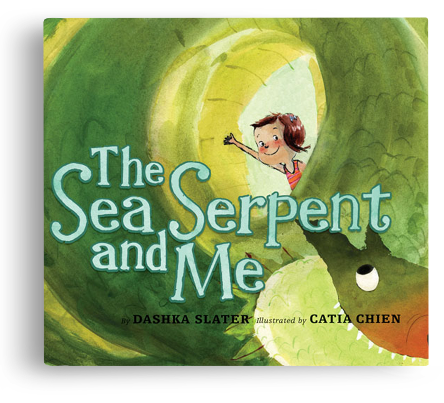 Cover of “The Sea Serpent and Me,” Dashka Slater’s picture book about a girl who befriends a tiny sea serpent that begins to grow.