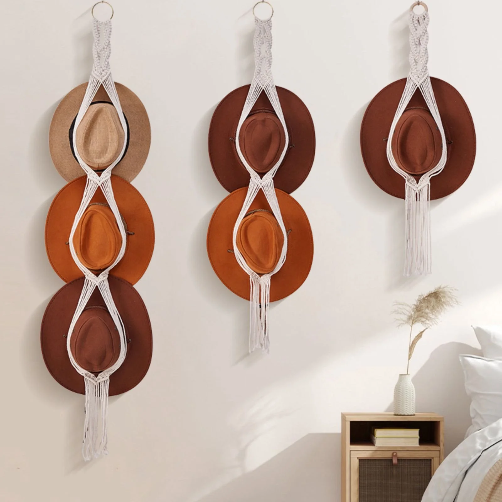 Boho Hand-Woven Macrame Hat Display Rack