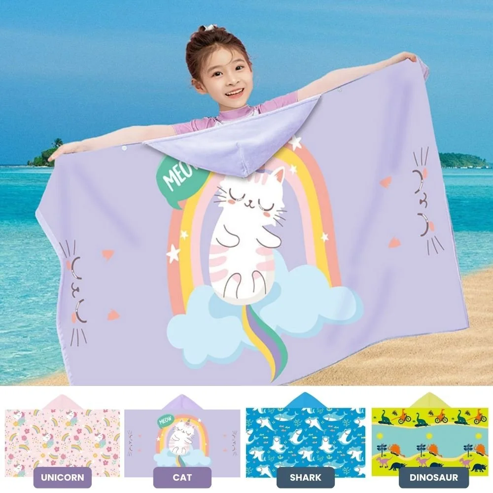 Wearable Hooded Towels Beach Swim Fast Drying Bath Towel for Kids