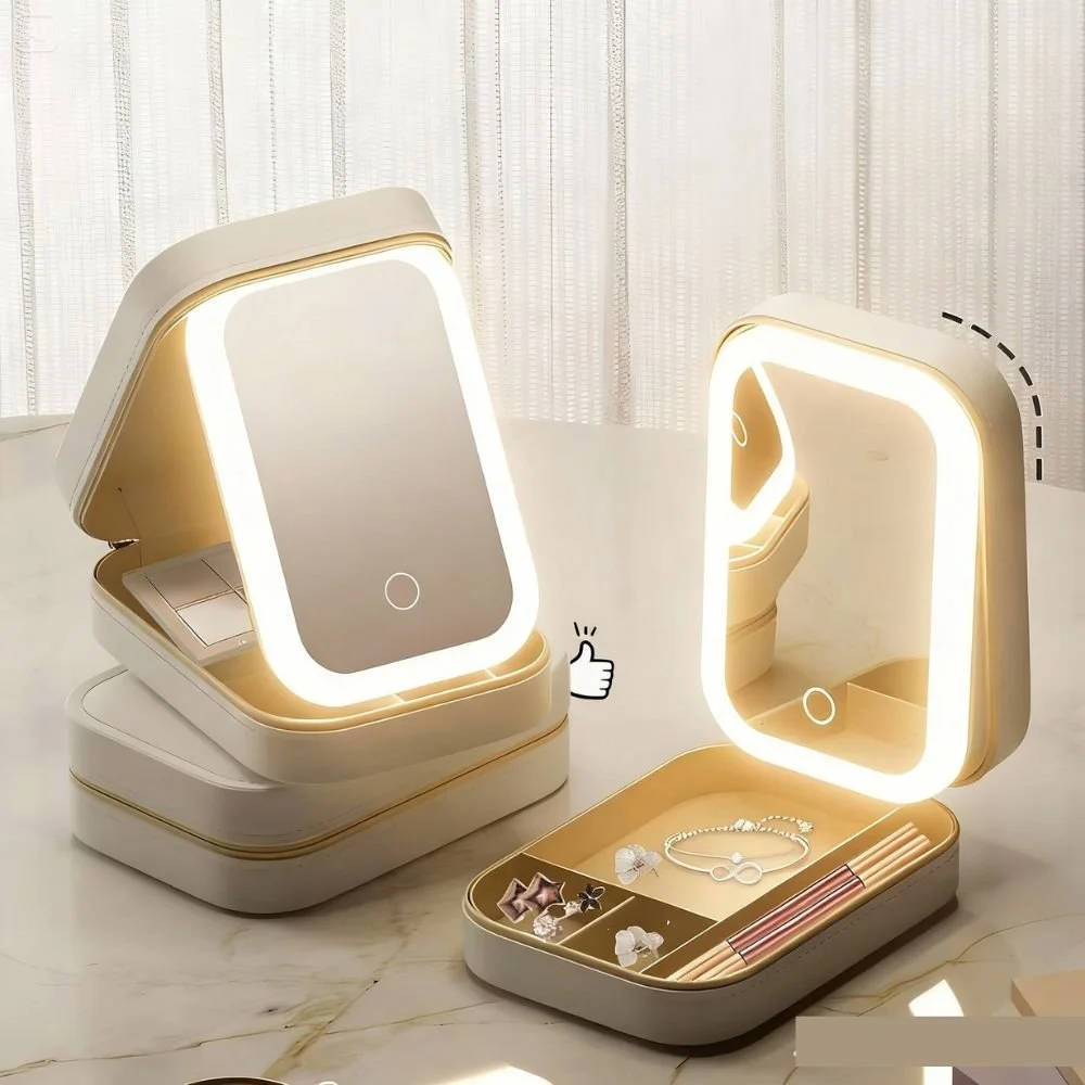 Glam-Go Glow LED Makeup Mirror with Compartments