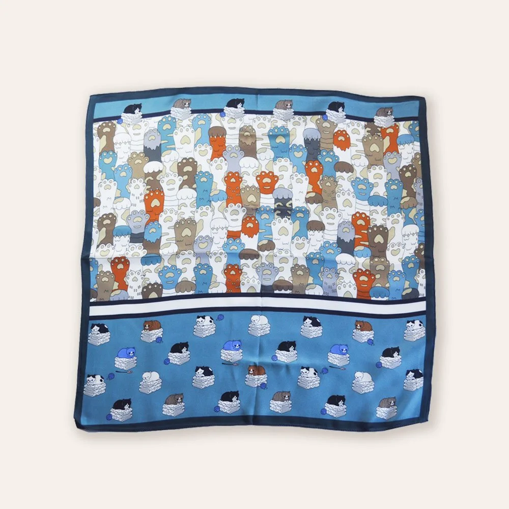 53x53cm Elegance Cat 100% Mulberry Silk Scarf