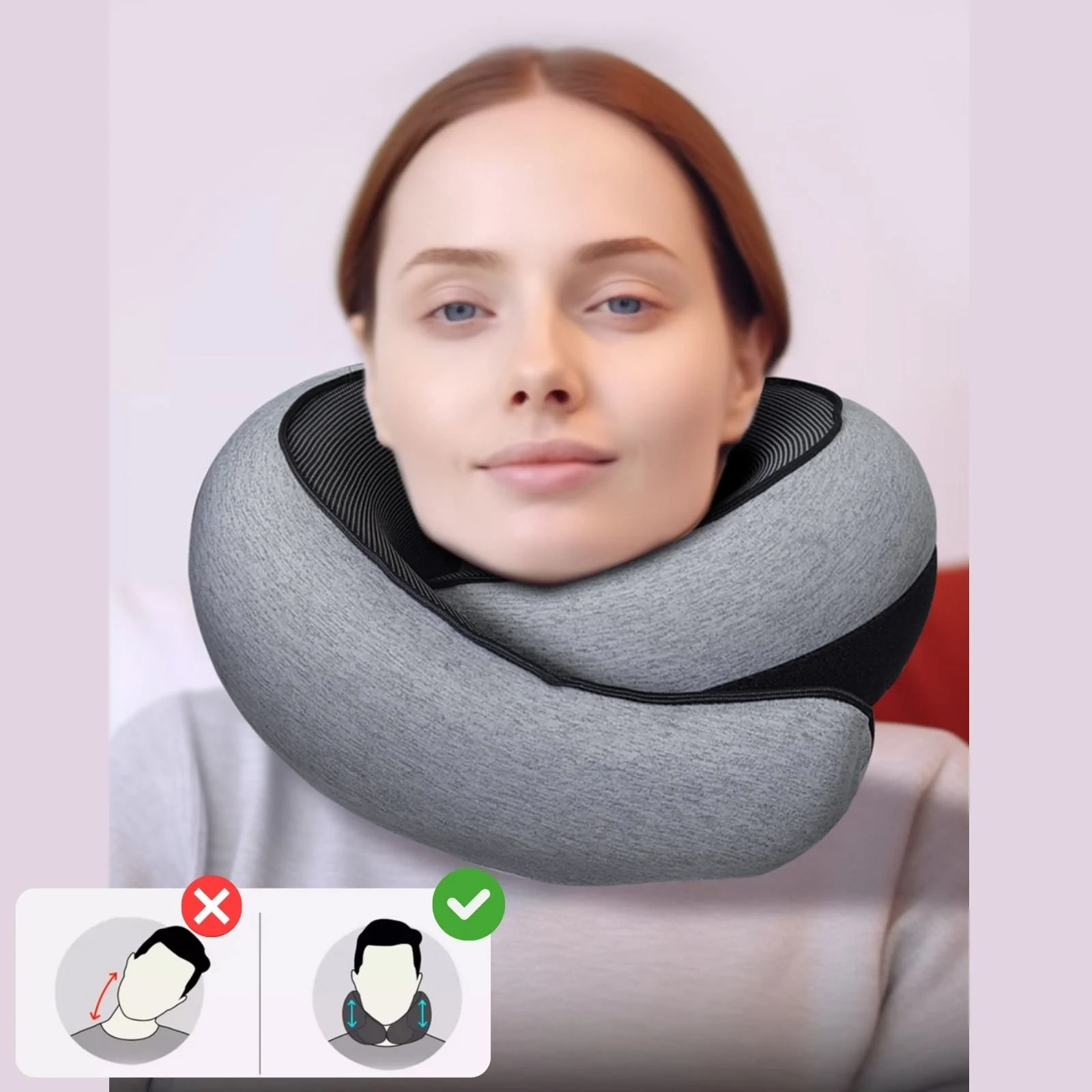 Memory Foam Neck Pillow Breathable for Travel Soft Comfortable U Shaped FREE BAG