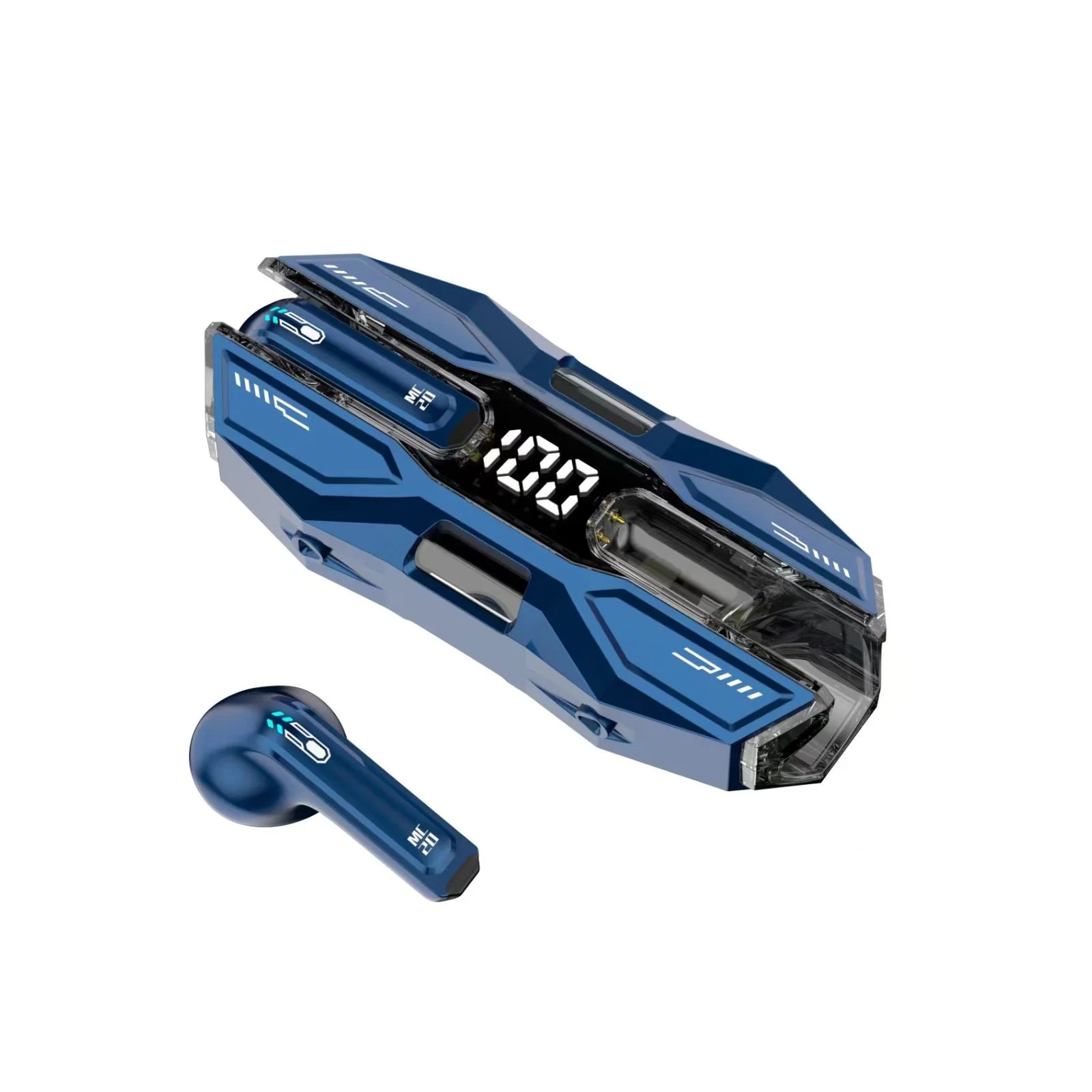 Wireless Bluetooth Gaming Earbuds LED Display Magnetic Slide Case Headphones