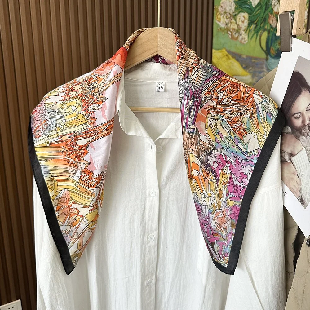 70x70cm Elegance Wrap Abstract 100% Mulberry Silk Scarf