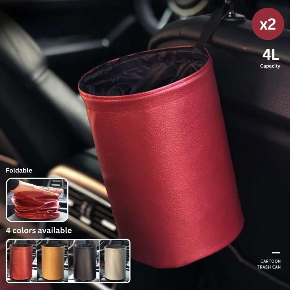2Pcs Foldable Car Trash Can Waterproof Universal Garbage Bin Travel Waste Basket