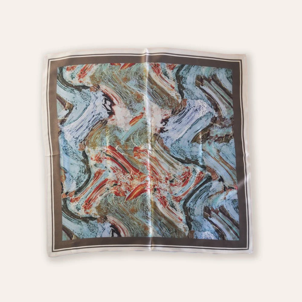 53x53cm Oil Painting Elegant Artistry 100% Silk Scarf