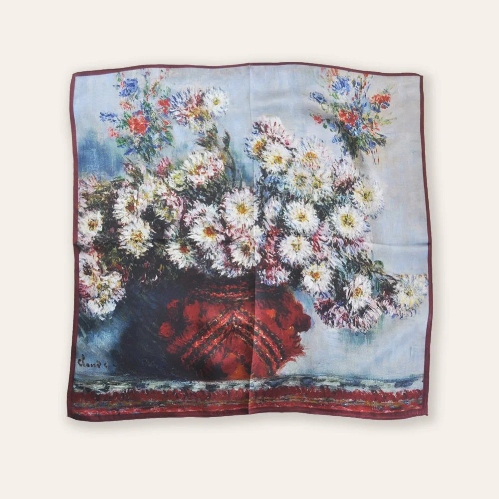 53x53cm Elegance in Bloom 100% Silk Scarf