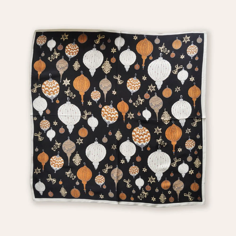 65x65cm Balloons in Black 100% Silk Summer Scarf