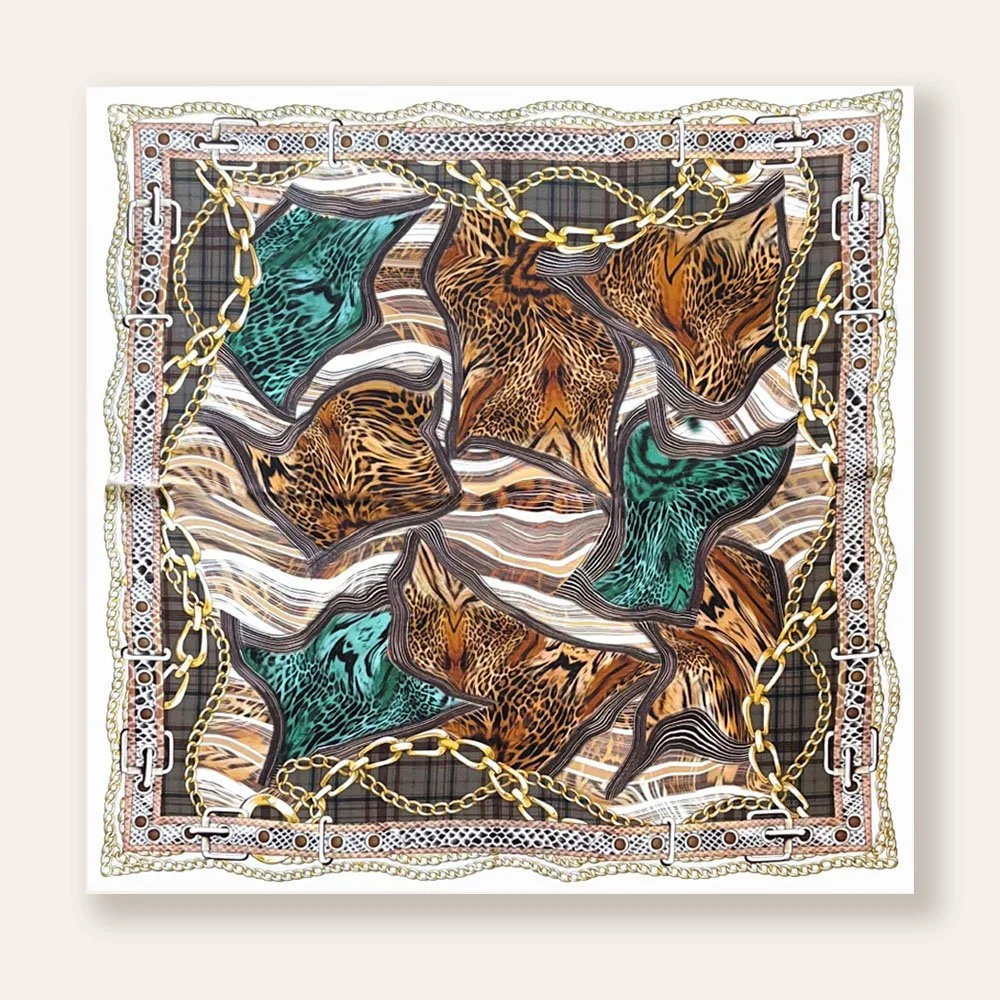65x65cm Wild Elegance 100% Silk Scarf