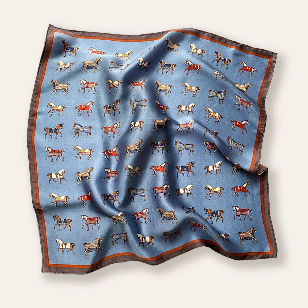 65x65cm 100% Silk Equestrian Elegance Scarf