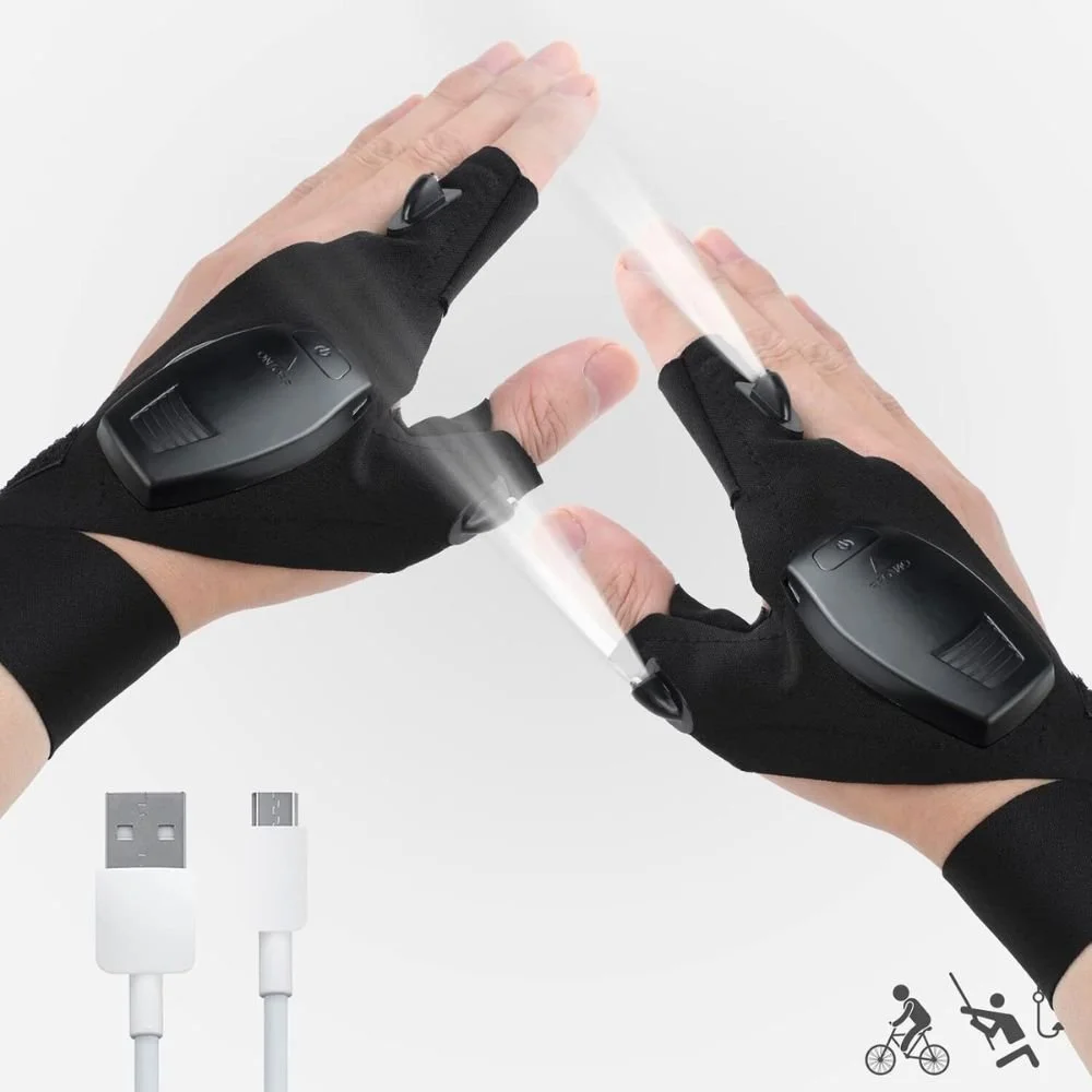 USB Rechargeable LED Flashlight Gloves