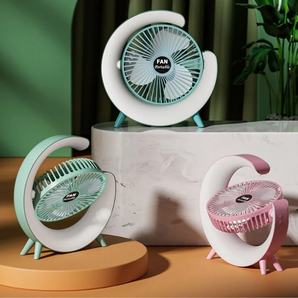 Portable Fans 360° Rotatable Desktop Fan USB Powered With RGB Light Quiet