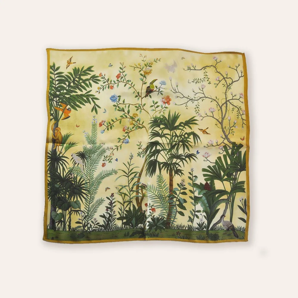 53x53cm Elegance in Jungle 100% Silk Scarf