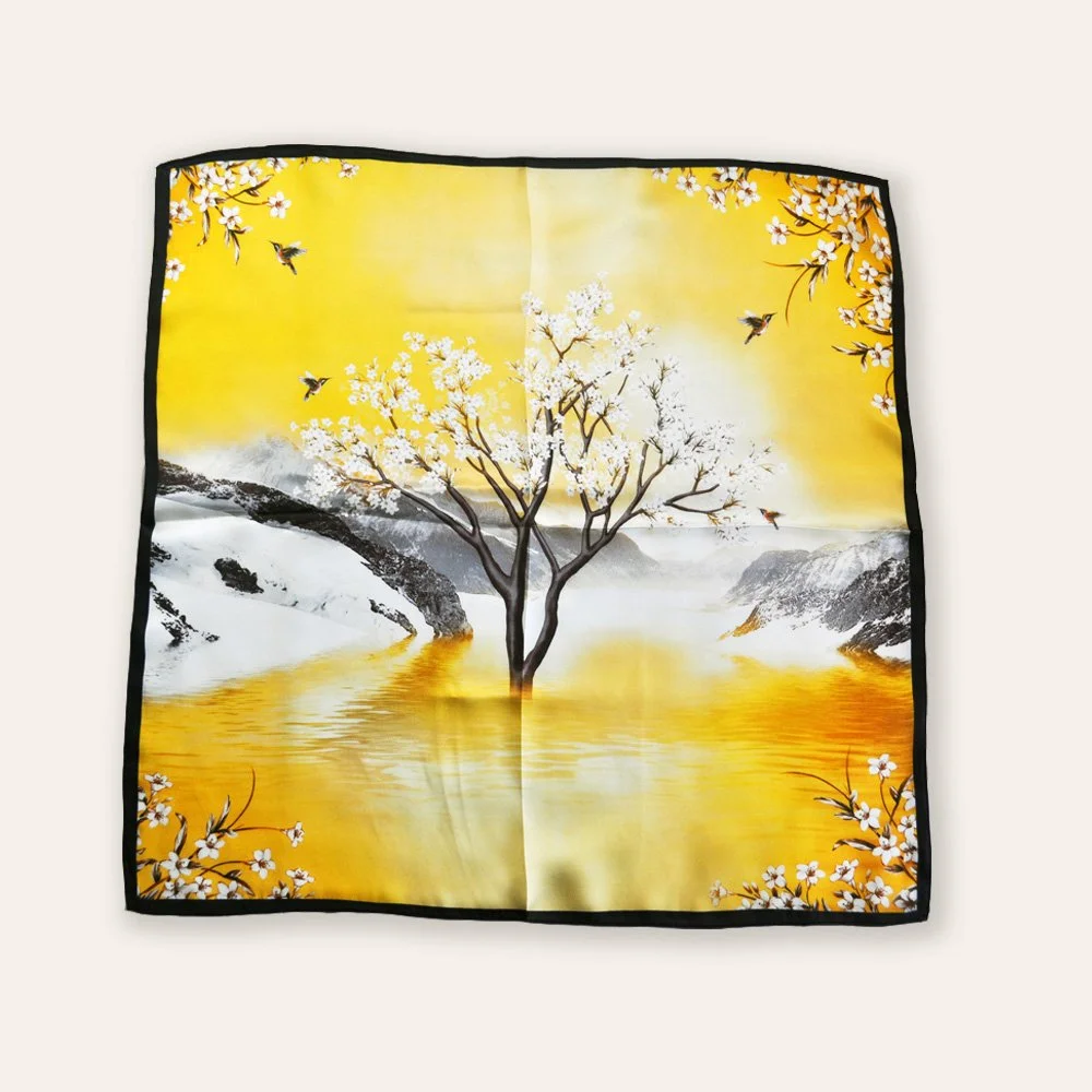 53x53cm Enchanting Elegance 100% Silk Scarf
