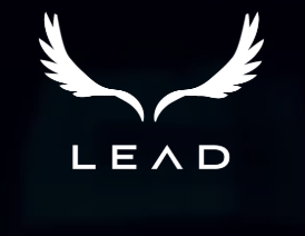A logo featuring stylized white wings above the word 'LEAD' on a dark background.