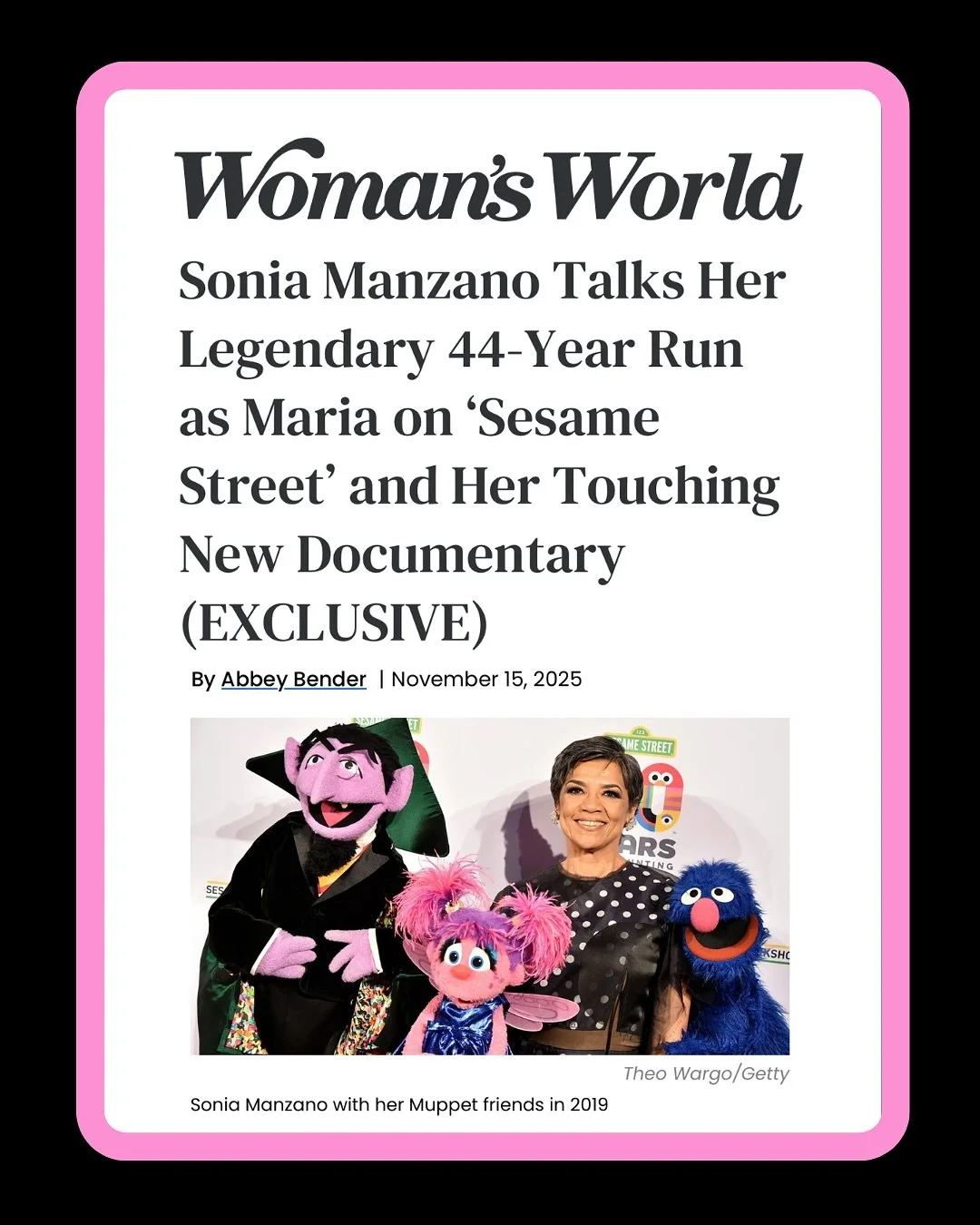 Thank you to @womansworldmag and journalist @abbey_e_bender for their thoughtful interview with Sonia Manzano ahead of our @docnycfest premiere. We invite you to join us for the second screening of @streetsmartfilm today, Tuesday, November 18 at 11:0