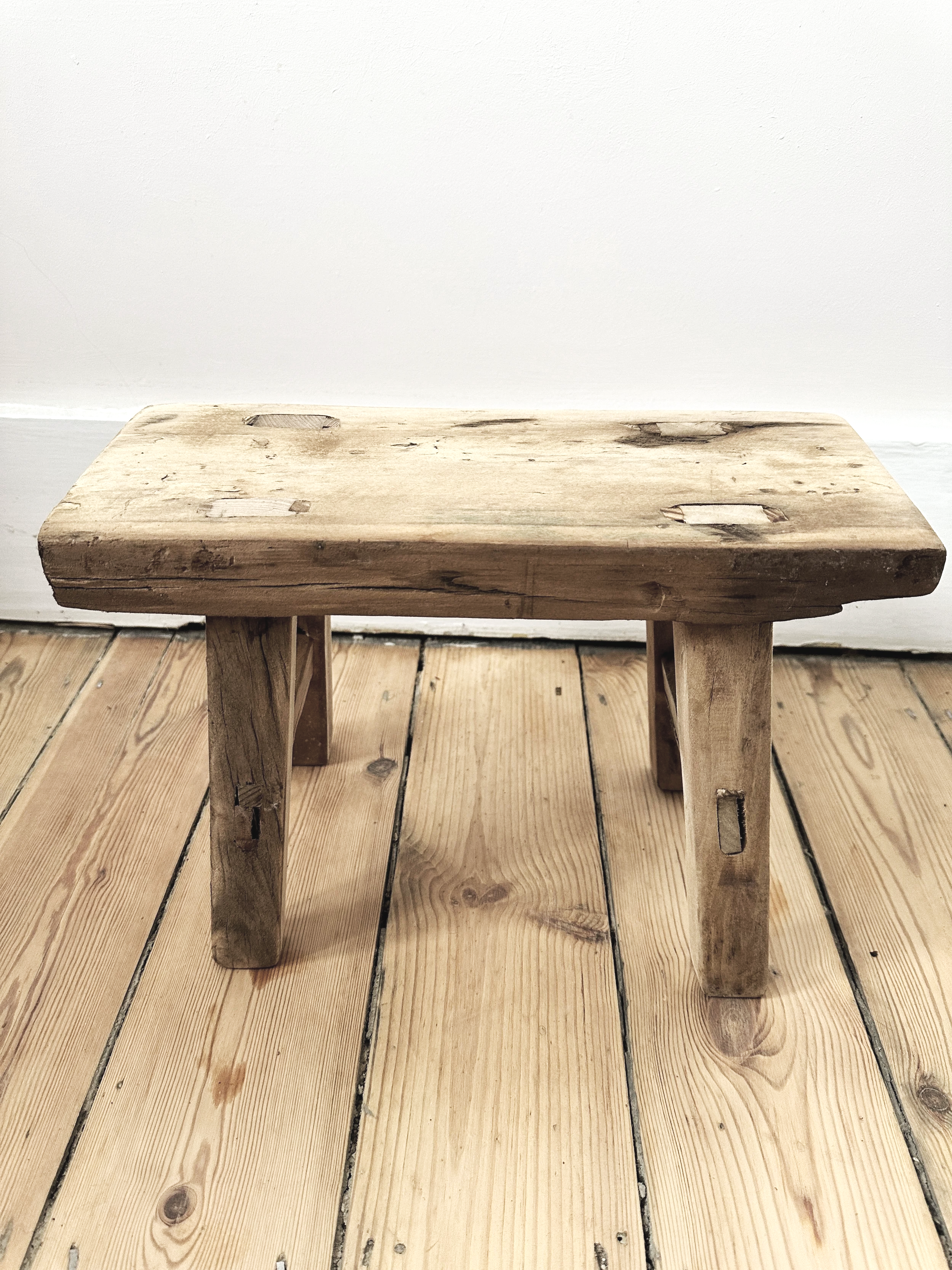 Hand‑Made Miniature Elm Wooden Vintage Bench – Charming Artisan Craft for Display & Décor - larger bench