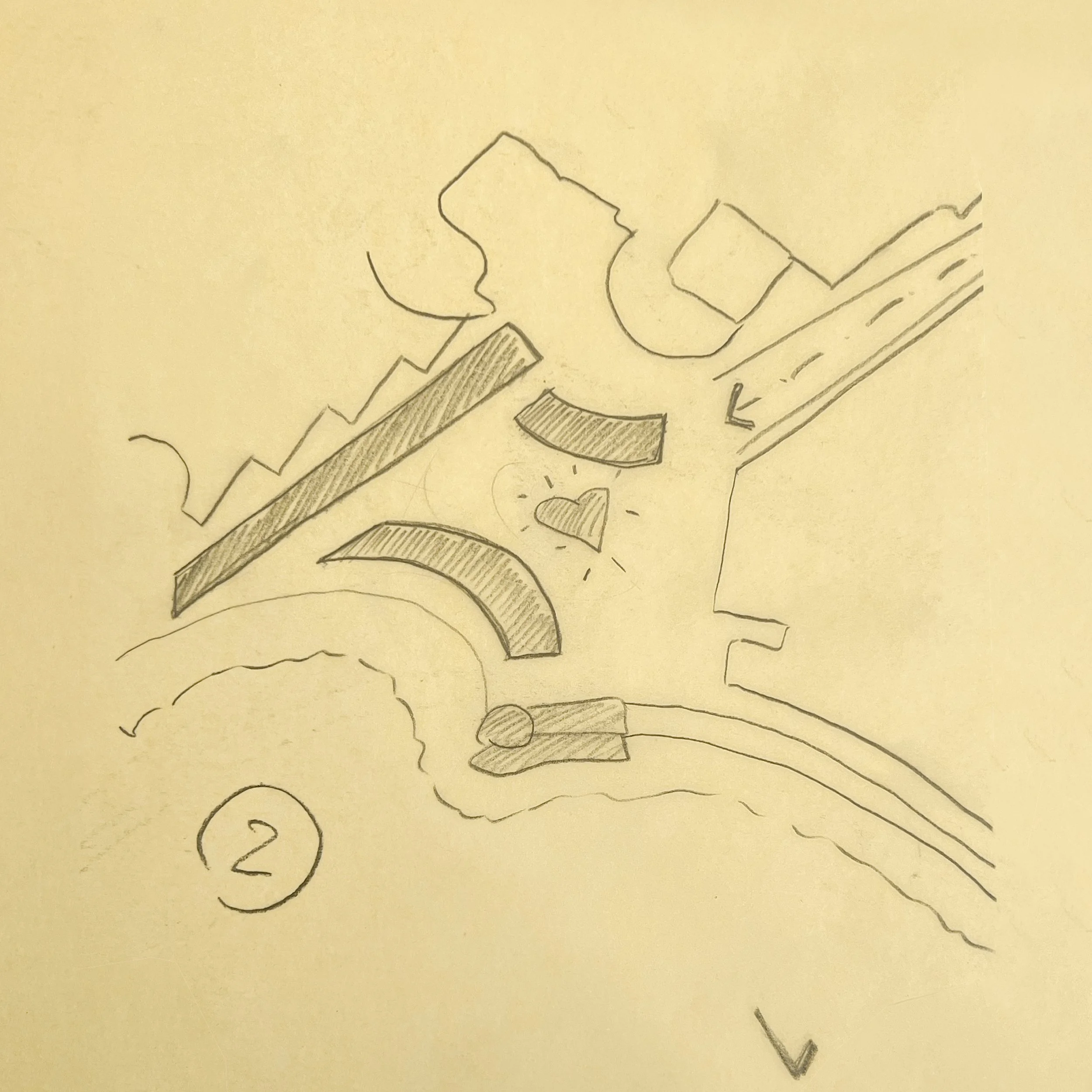 A hand-drawn masterplan option 2 for the Cap D'Ail Port project.