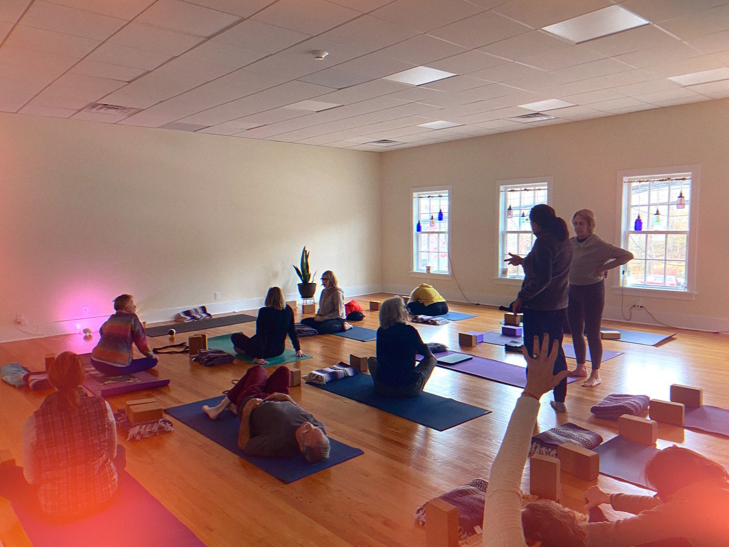 We moved the studio set around- everyone fits! You should come practice with us we laugh a lot and get strong and peaceful! 
Saturday 830am Toned Body Yoga 
Sunday 830am Active Flow 
Sunday 10am Luxury Stretch 

Click the link in our bio to sign up f