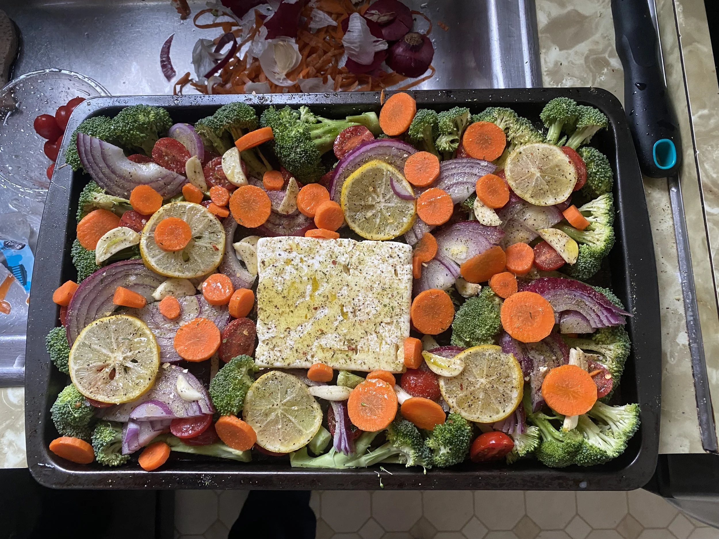 Sheet Pan Baked Feta with Veggies
