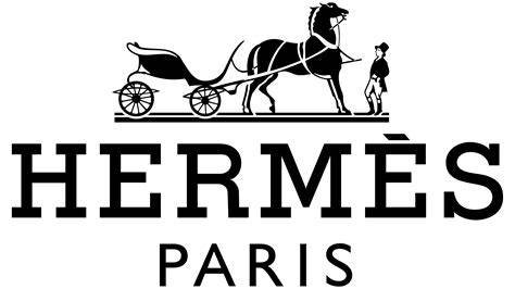 Logo Hermès Paris avec un cheval tirant une calèche et une personne marchant à côté.