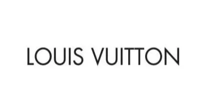 Le logo de Louis Vuitton en lettres noires sur fond blanc.
