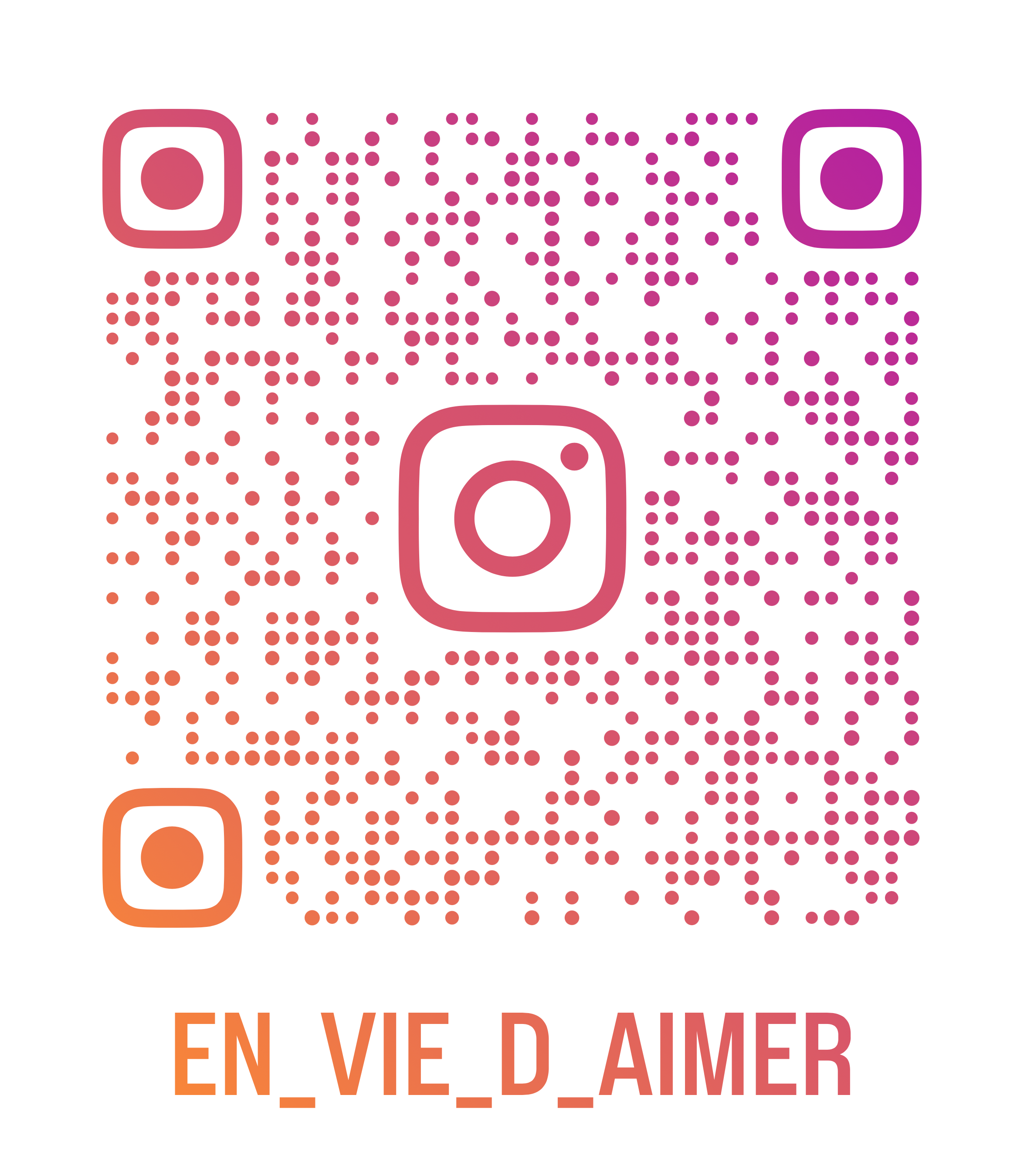 Code QR avec l'inscription 'EN_VIE_D_AIMER' en dessous.