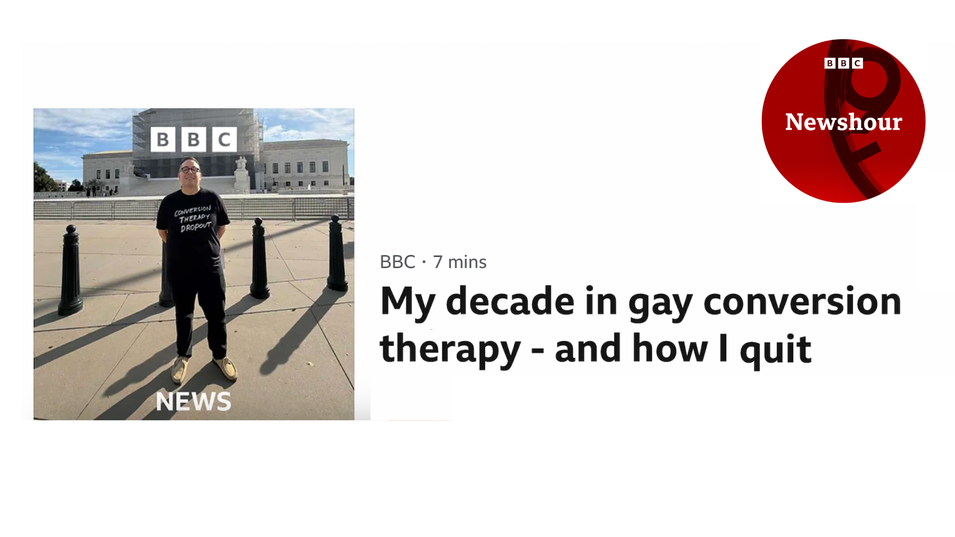 BBC Newshour: My decade in gay conversion therapy - and how I quit