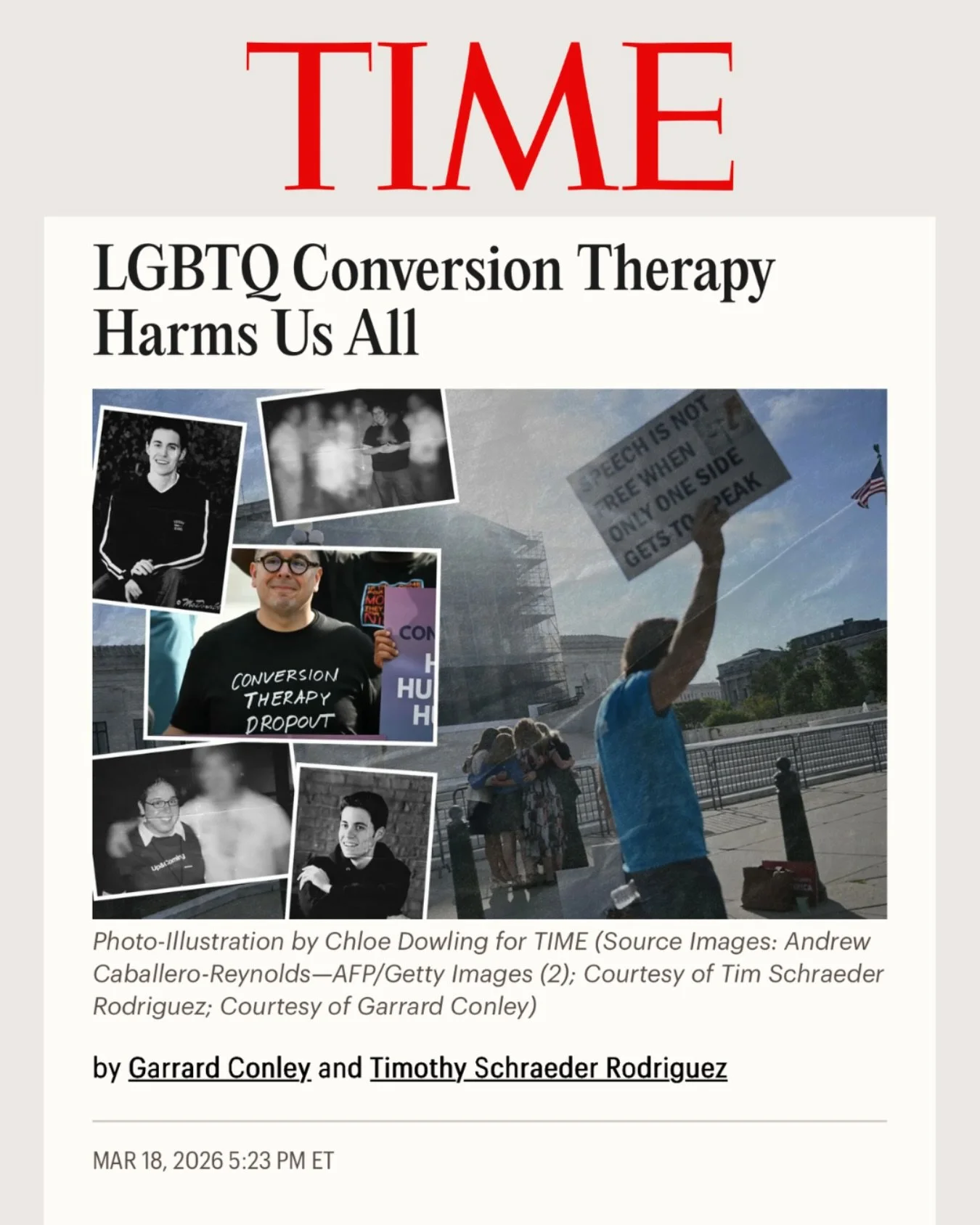 I&rsquo;ll never forget the first time I picked up a copy of @gayrodcon&rsquo;s book, Boy Erased, in 2016. I was moved to read a story that so closely resembled my own.

I am so honored to co-author this op-ed for @time with him on the Supreme Court&
