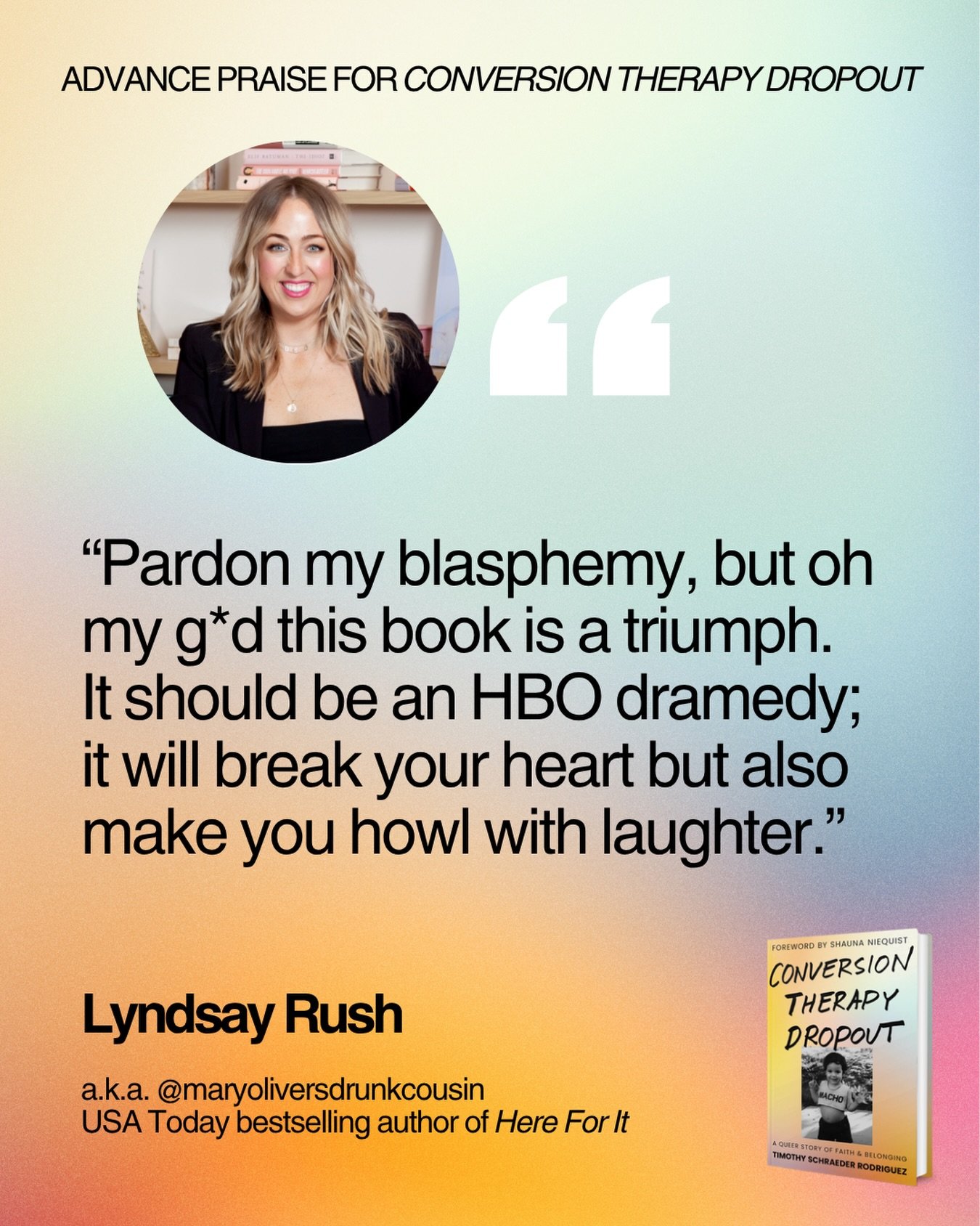 In honor of World Poetry Day, I&rsquo;m grateful to share these kind words about #ConversionTherapyDropout from one of my favorite poets, the incomparable Lyndsay Rush (@maryoliversdrunkcousin). 

Lyndsay and I go waaaay back to our days in Chicago w