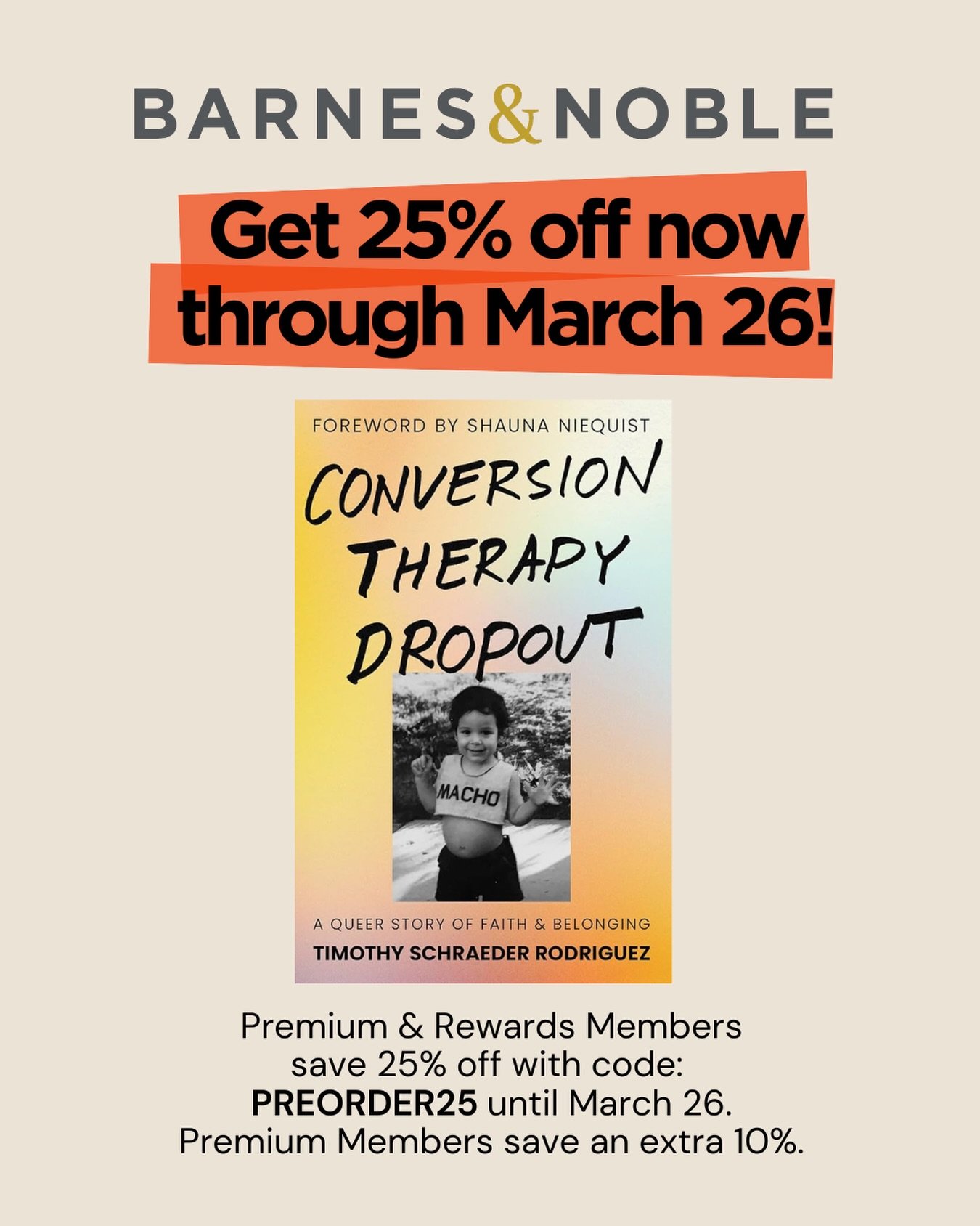 FLASH SALE: save 25% when you pre-order #ConversionTherapyDropout from @barnesandnoble. Offer is available  now through March 26 to all Premium and Rewards Members using code PREORDER25. Premium members save an additional 10%!

The teenage version of