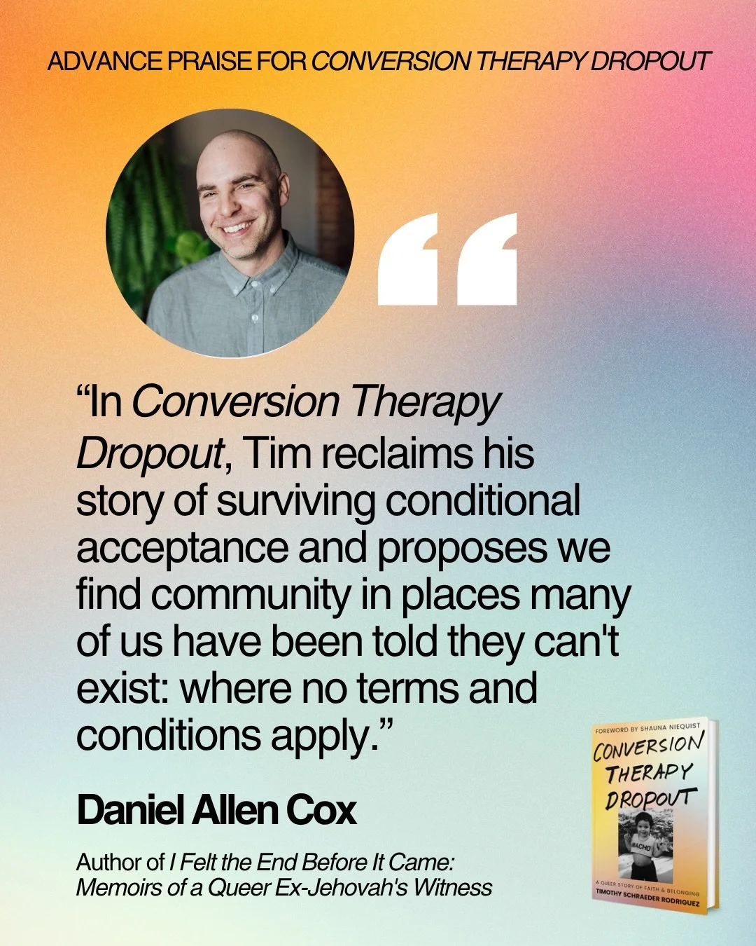 There is a specific kind of grief that comes from being raised in a faith tradition that tells you your very existence is unacceptable.

I felt that when I read @danielallencox&rsquo;s memoir &ldquo;I Felt the End Before It Came.&rdquo; Daniel grew u