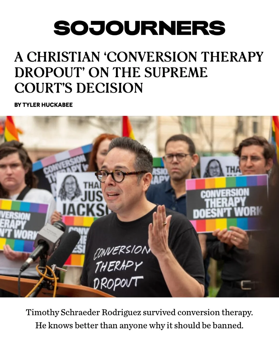 The fight against conversion therapy is far from over, and sharing our stories is one form of resistance. I sat down with @tylerhuckabee of  @sojogram to discuss being a #ConversionTherapyDropout and why my faith is stronger today than it ever was in
