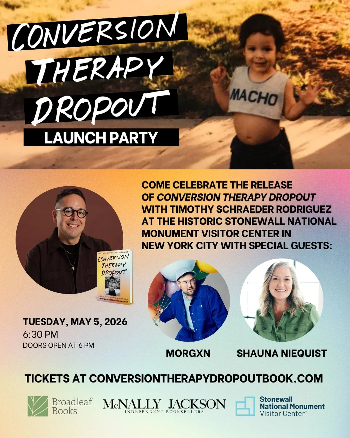 It&rsquo;s FINALLY happening!

You&rsquo;re invited to join me at the historic Stonewall National Monument Visitor Center for the #ConversionTherapyDropout launch party.

And I&rsquo;m so excited to announce I&rsquo;ll be joined by my dear friend Sha