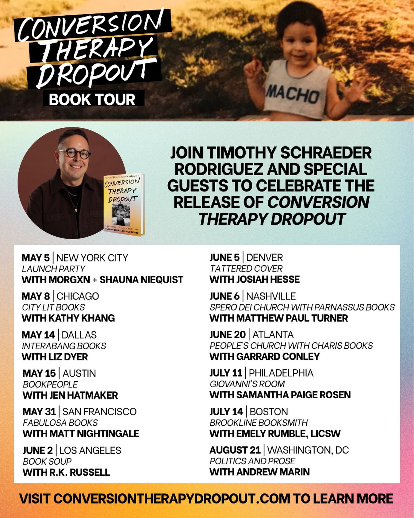 New cities and new guests! 📢 Check out the latest updates for the #ConversionTherapyDropout Tour, coming soon to a city near you!

Especially after the recent Supreme Court decision, I believe the stories of conversion therapy survivors will save li