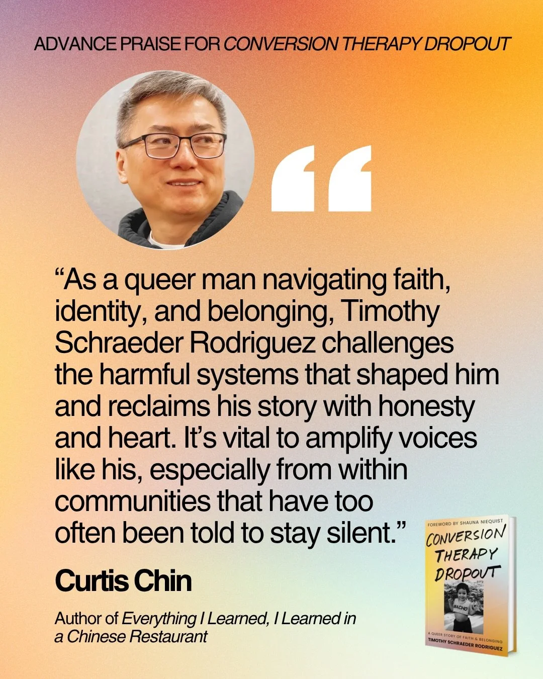 I first met @curtischin8 at a Hop Kee in Chinatown while he was on the road promoting his Stonewall Honor award-winning memoir, &ldquo;Everything I Learned, I Learned in a Chinese Restaurant.&rdquo; If you haven&rsquo;t read it yet, it&rsquo;s a bril