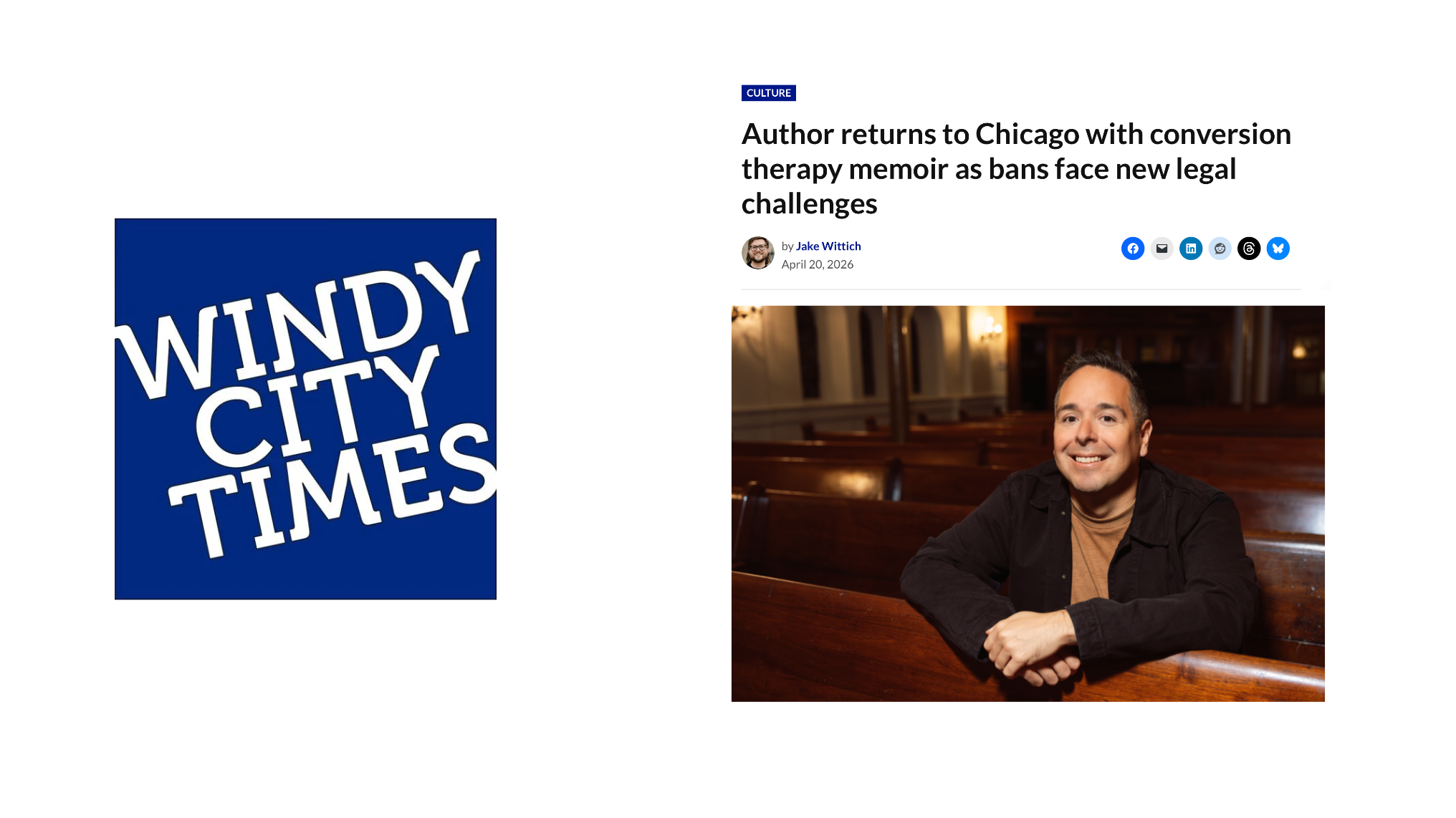 Windy City Times: Author returns to Chicago with conversion therapy memoir as bans face new legal challenges