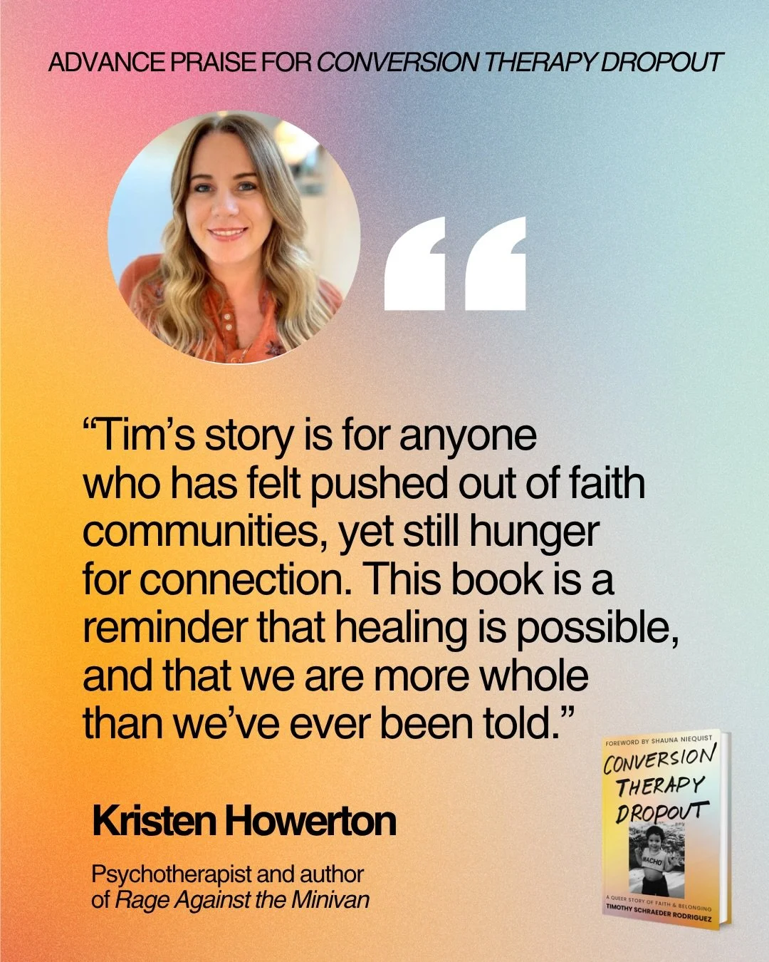 It took me awhile to find my way back to therapy. When what was discussed in that space has been weaponized against you in conversion therapy, trust doesn&rsquo;t come easily. But I&rsquo;m deeply grateful for friends and psychotherapists like @krist