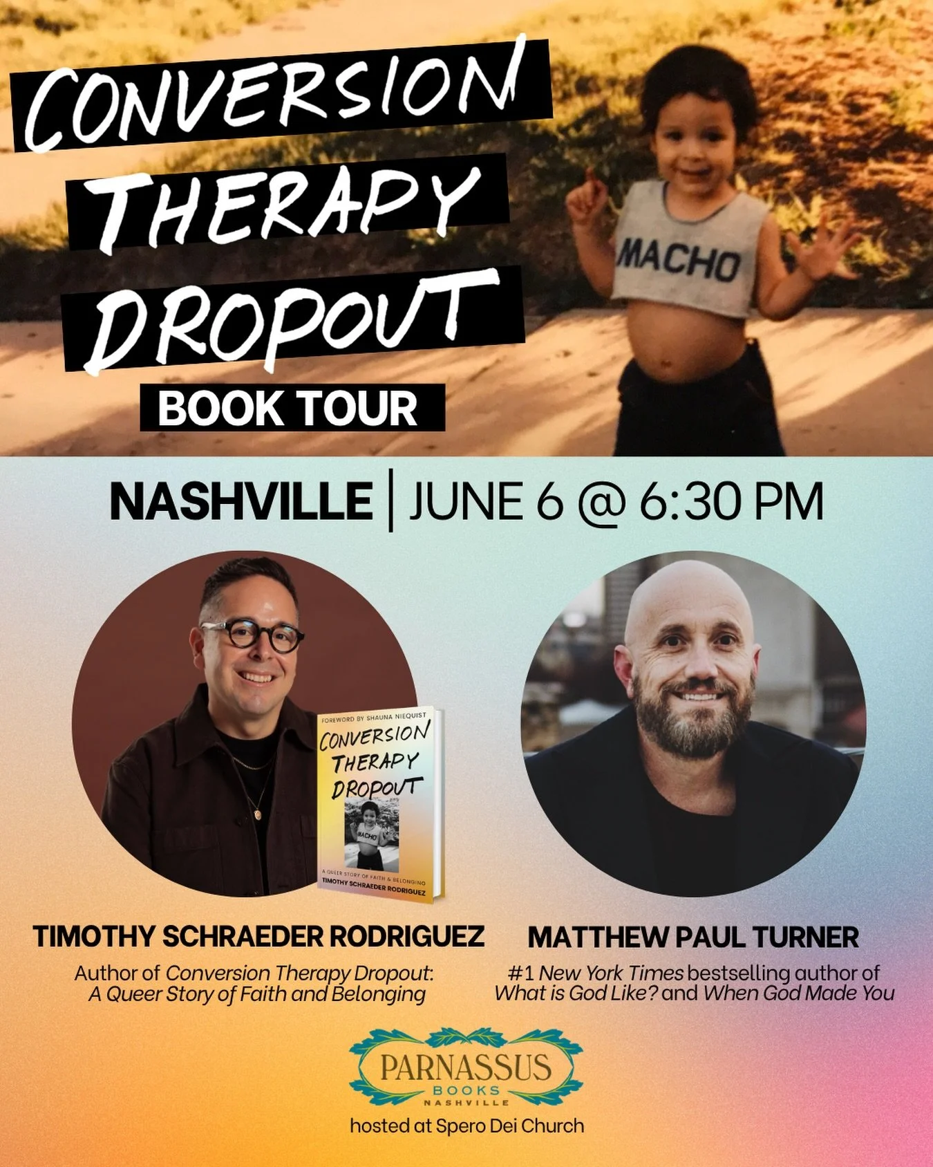 I&rsquo;m so honored to be bringing the #ConversionTherapyDropout tour to Nashville on June 6! This stop is a special one for me because I&rsquo;ll be joined by my friend, @matthewpaulturner.

I&rsquo;ve known Matthew since his CCM Magazine days. In 