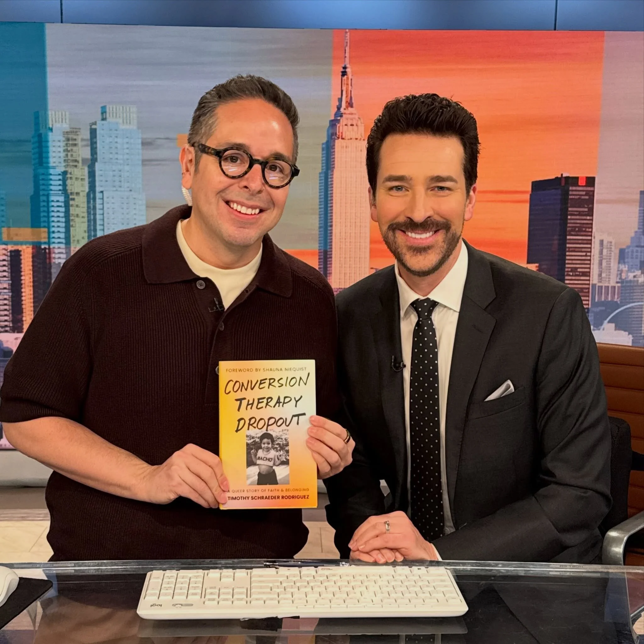 Started the day at 30 Rock talking with Joe Fryer on @nbcnewsnow about #ConversionTherapyDropout. Grateful for the opportunity to discuss the ongoing harm of conversion therapy and share my story. Thank you to the @nbcnews team for having hosting and