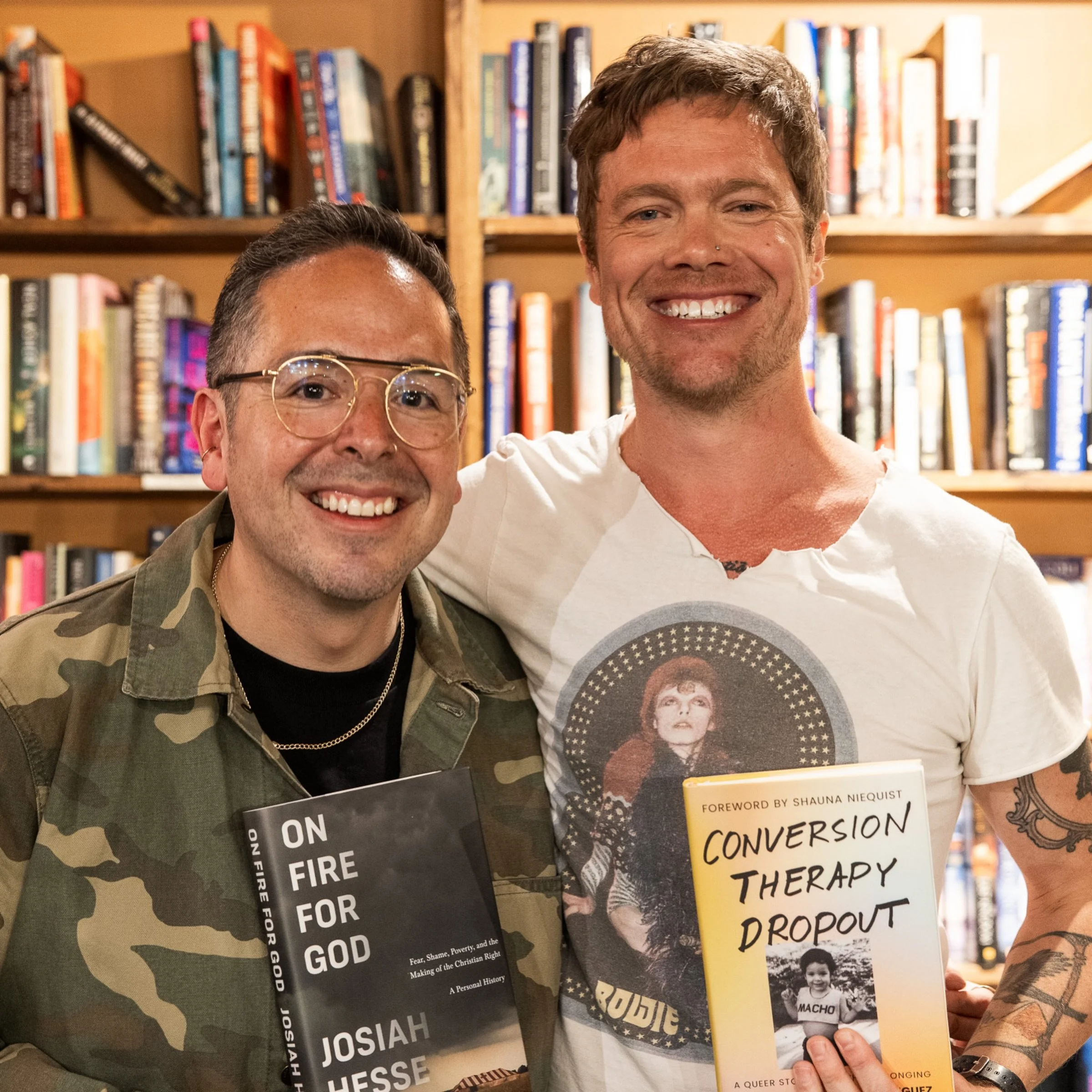 Every stop on my book tour has been special, and Denver was no exception. I was grateful to have @jojodancer3000 in conversation with me at @tatteredcoverbookstore. 

Josiah and I were cut from the same cloth. Two queer boys born in 1982, raised in A