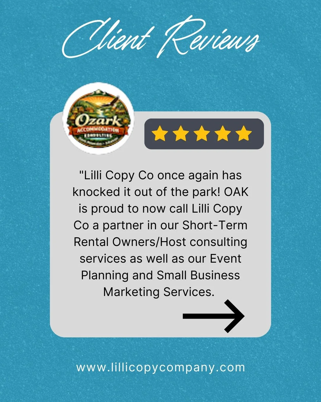 There is nothing better than hearing that the work you poured your brain into is actually helping someone&rsquo;s business grow. 💙

@ozarkaccommodationkonsulting came to Lilli Copy Company with ideas, goals, and a vision for where they wanted to tak
