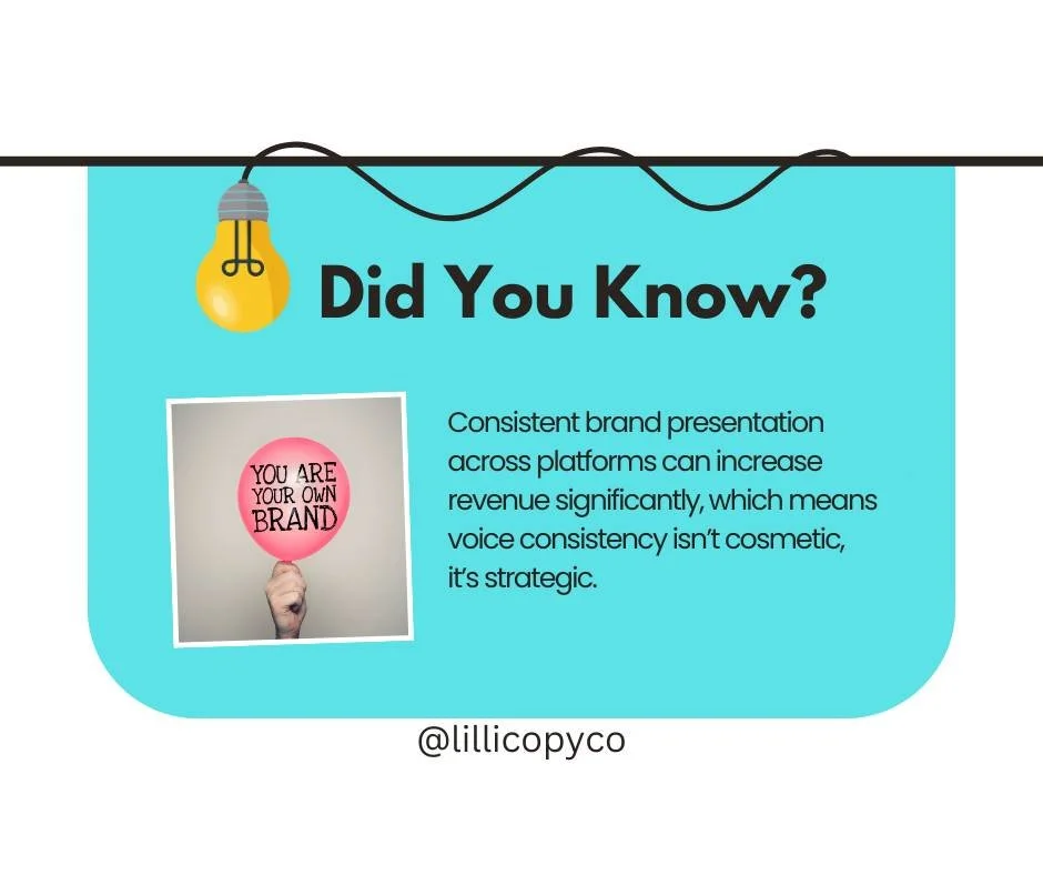 Here&rsquo;s something most businesses don&rsquo;t realize&hellip;

Your brand isn&rsquo;t just your logo.
Or your colors.
Or that cute little Canva template you made last spring.

Your voice is your brand.

The way you write your captions.
The tone 