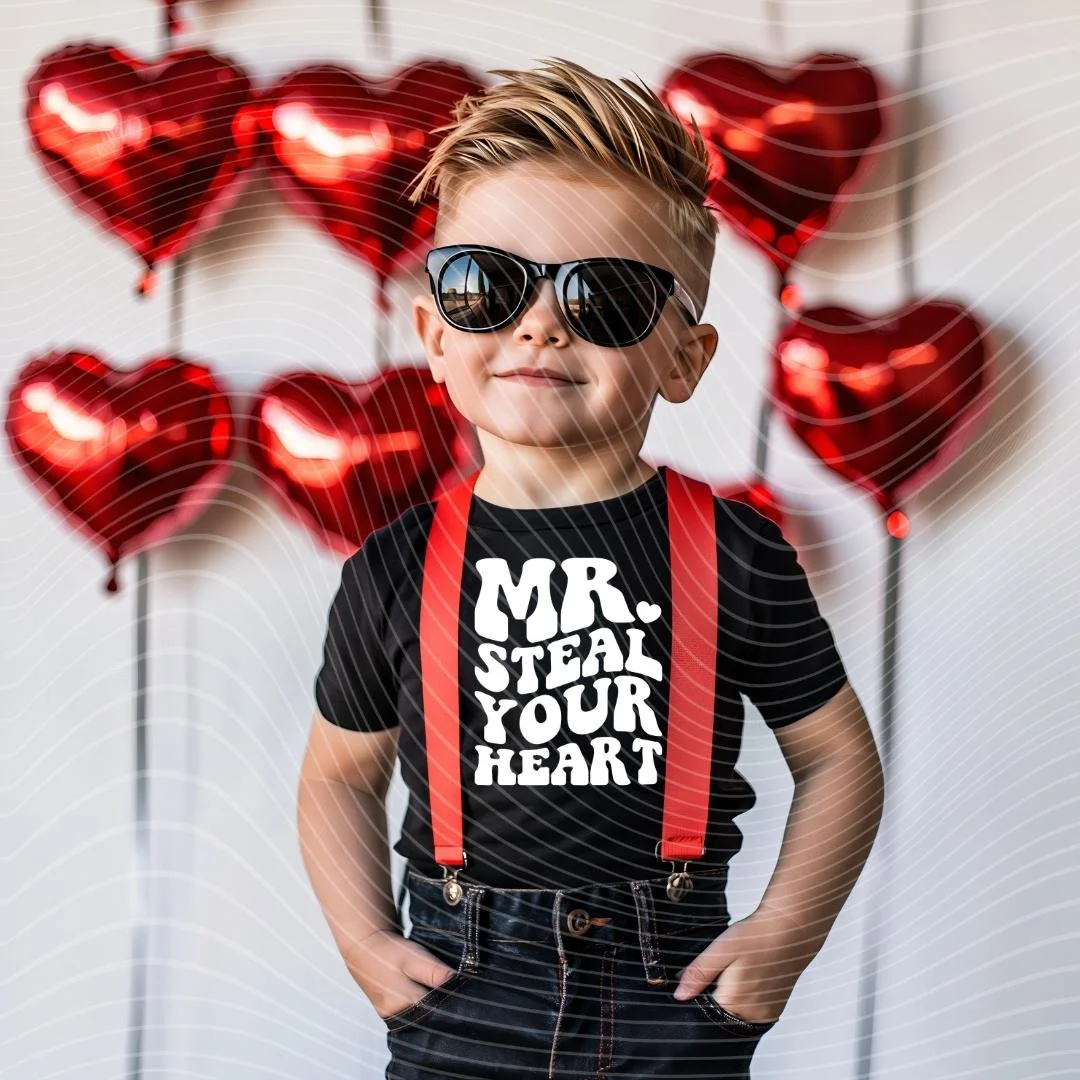 Mr Steal Your Heart Shirt, Kids Valentines, Boy Valentine's Day Tee, Toddler Shirt, Valentines Shirt, Valentines Day, Toddler Valentine Gift