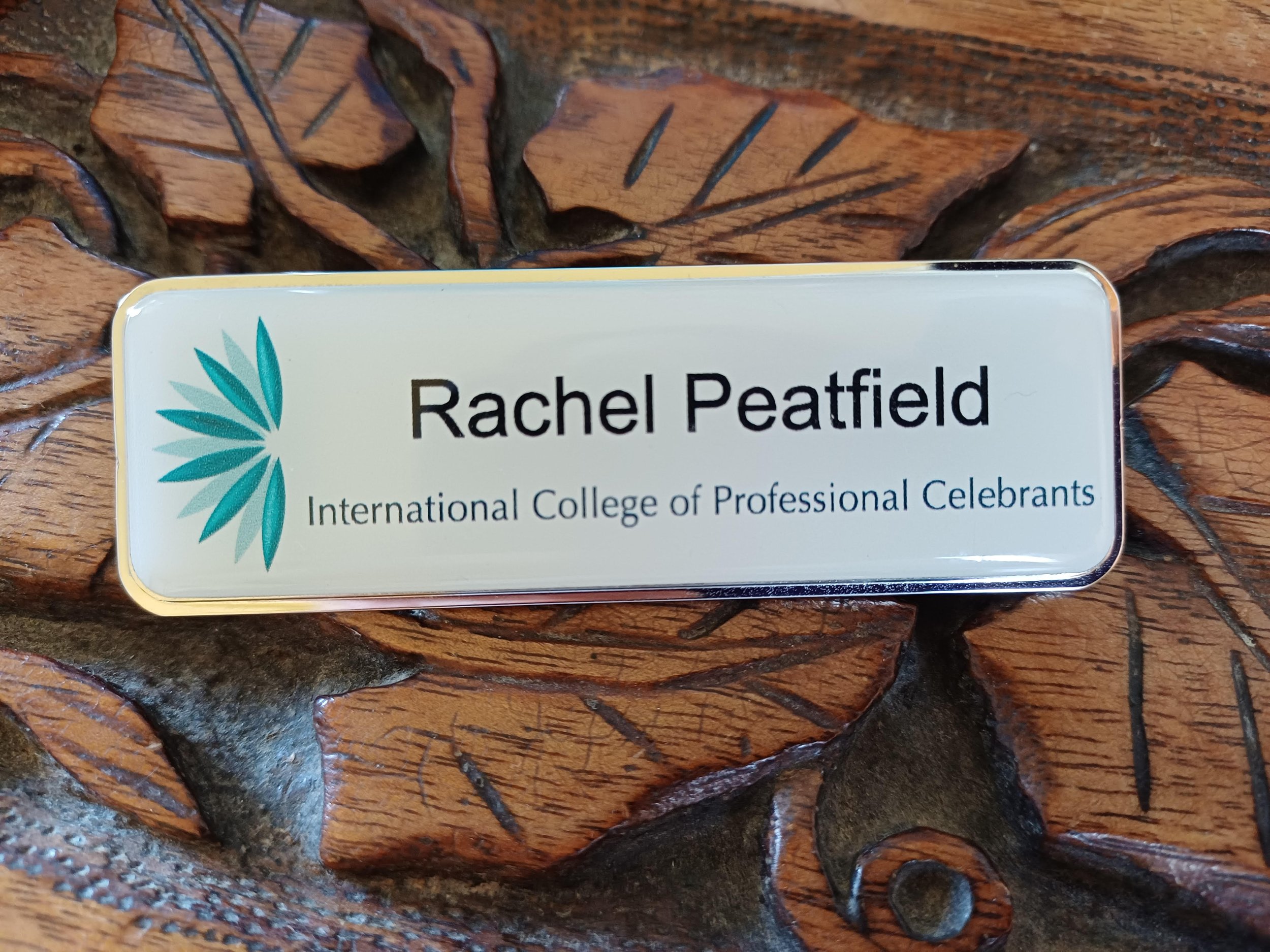 Rachel's badge from the International College of Professional Celebrants