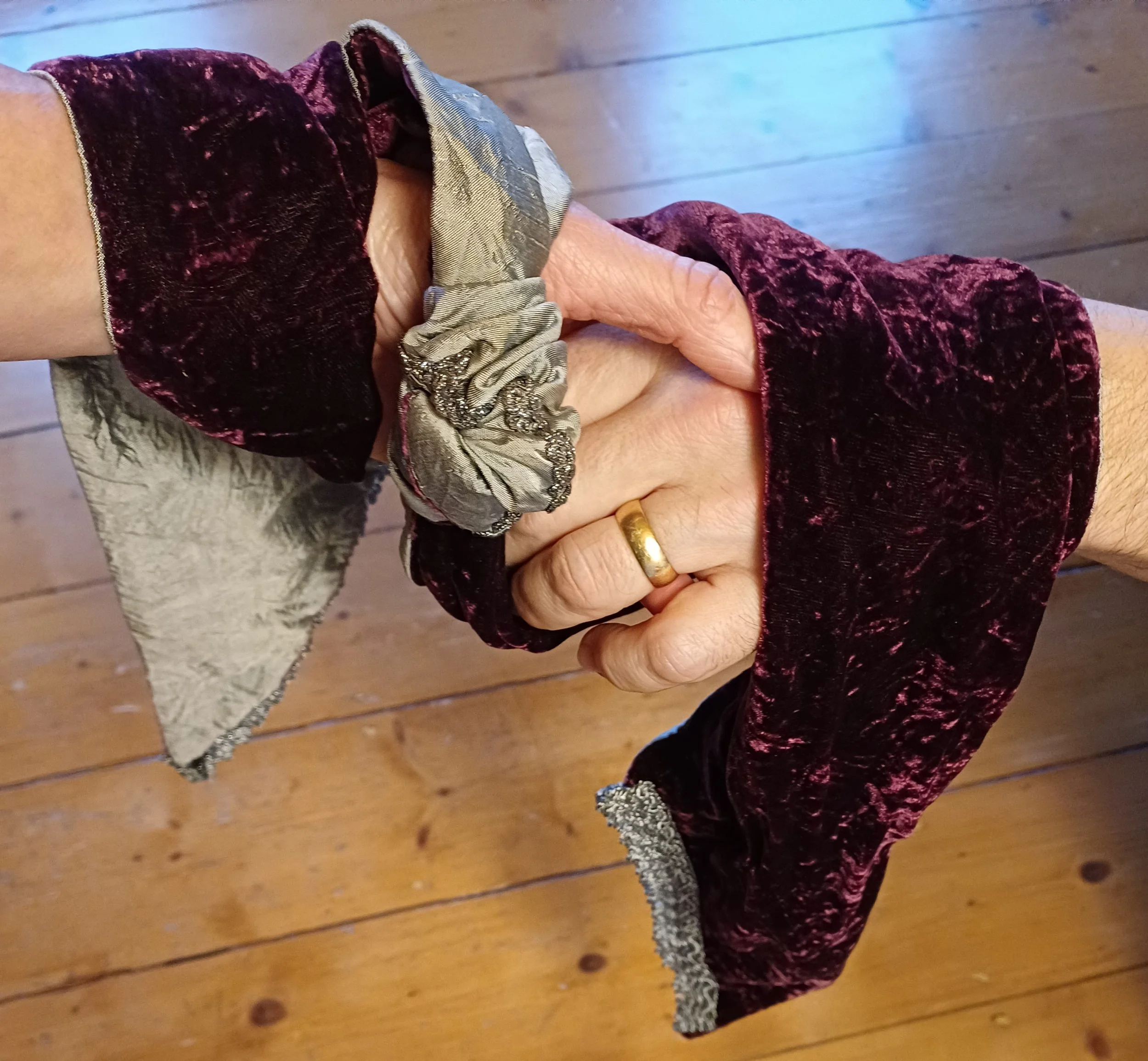 Purple velvet and silver silk handfasting band