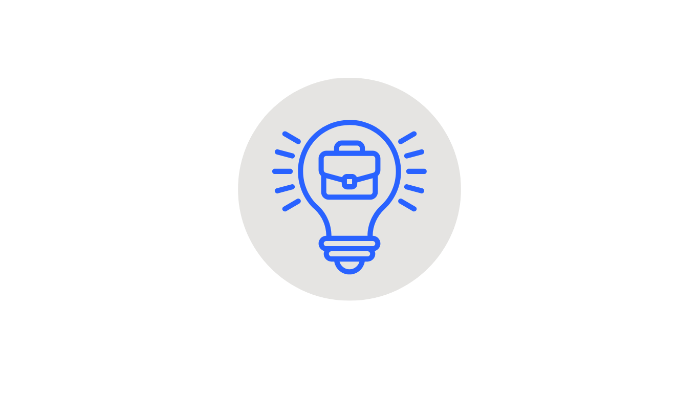A light bulb with a briefcase inside, representing ideas related to business or career.